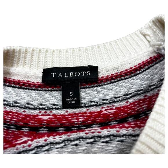 Talbots Fair Isle Lambs Wool Blend Crew Neck Long Sleeve Pullover Sweater Size S - Picture 2 of 6